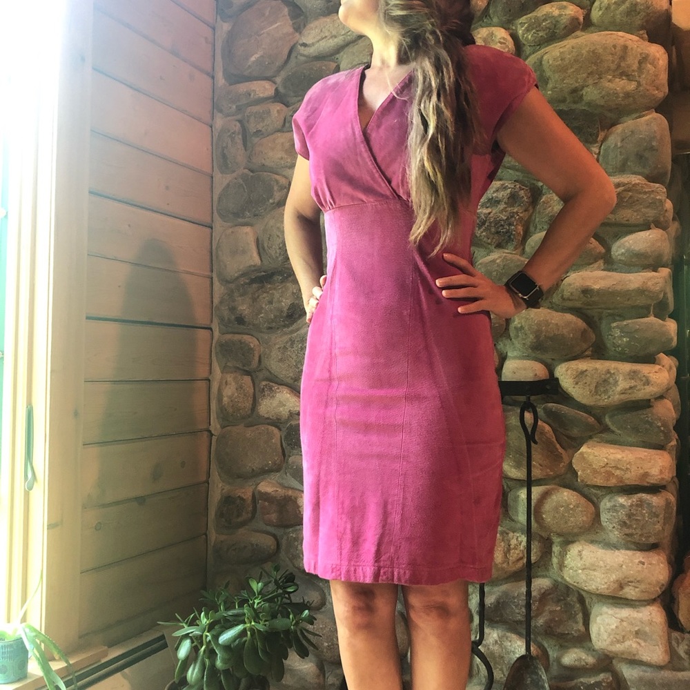 Fuchsia suede dress